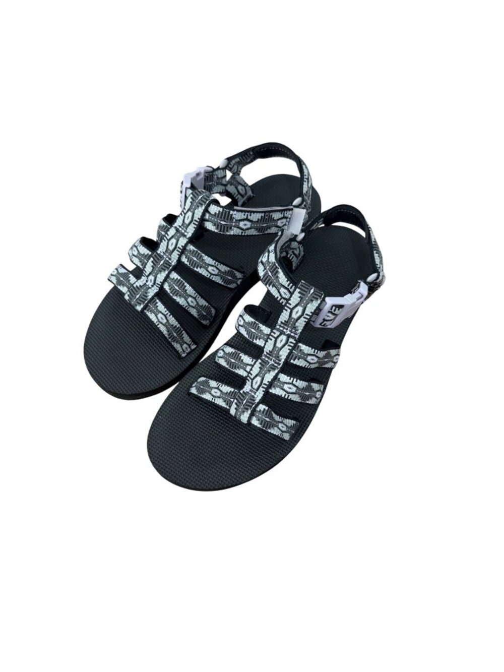 Teva Womens Black/Gray Patterned Strappy Sandals Size 9 Lightweight Outdoor Wear